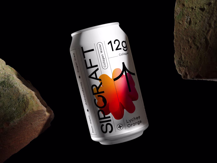 SIPCRAFT -- Collagen Water / Can Label Design ::