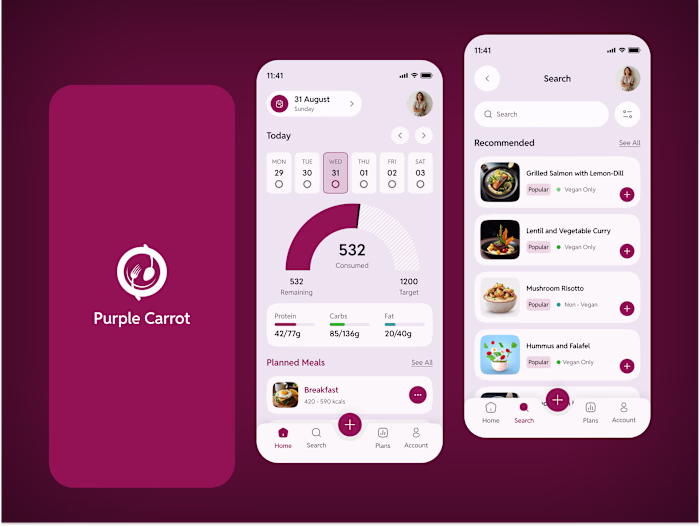 Purple Carrot-Meal planner iOS mobile app