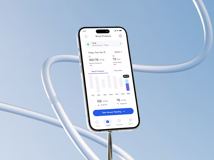 Health Tracker App – Real-Time Blood Pressure Monitoring UI