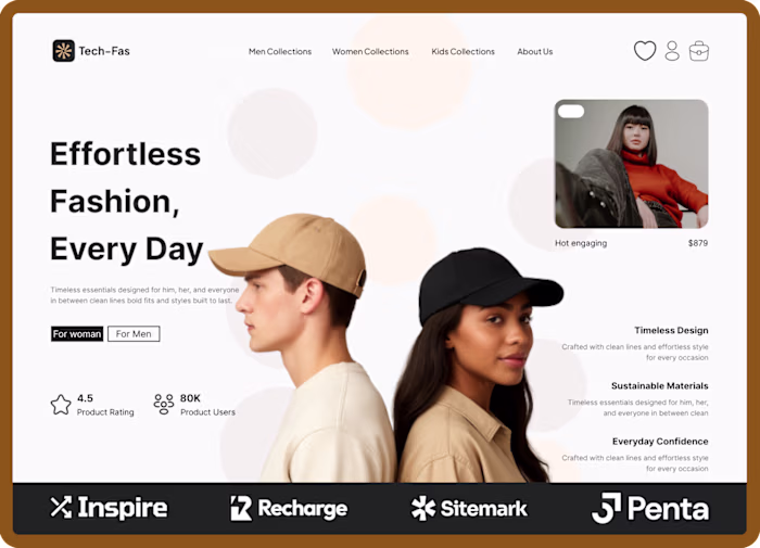 🧥 Tech-Fas — Fashion Landing Page Effortless fashion, every...