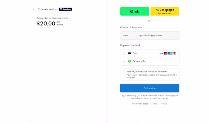 Stripe payment gateway has been