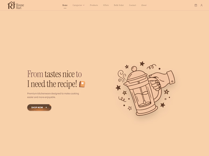 A warm, minimal e-commerce interface
