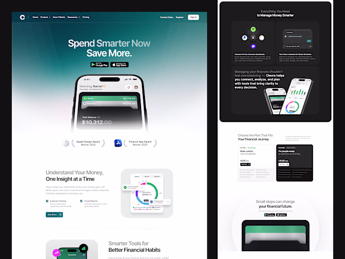 Clevra - Finance SaaS Landing Page