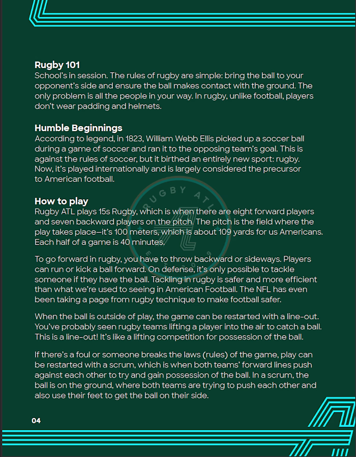 Rugby ATL | Media Kit Writing + Pitching
