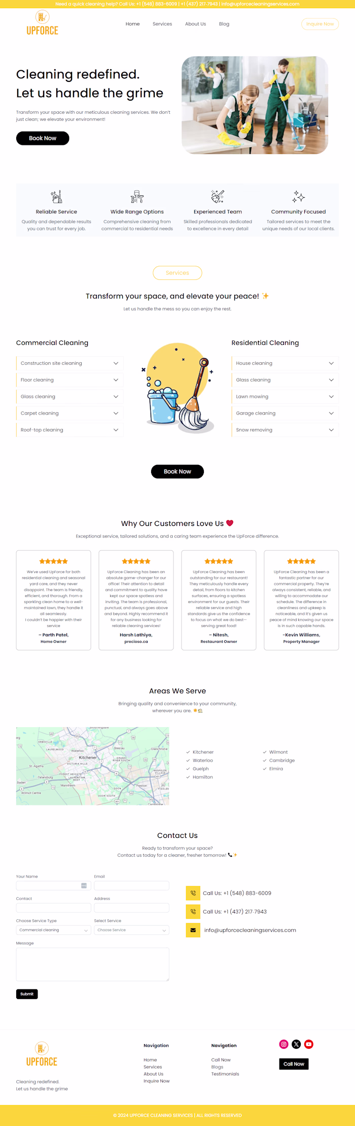 Landing Page Design for "Upforce Cleaning Services"