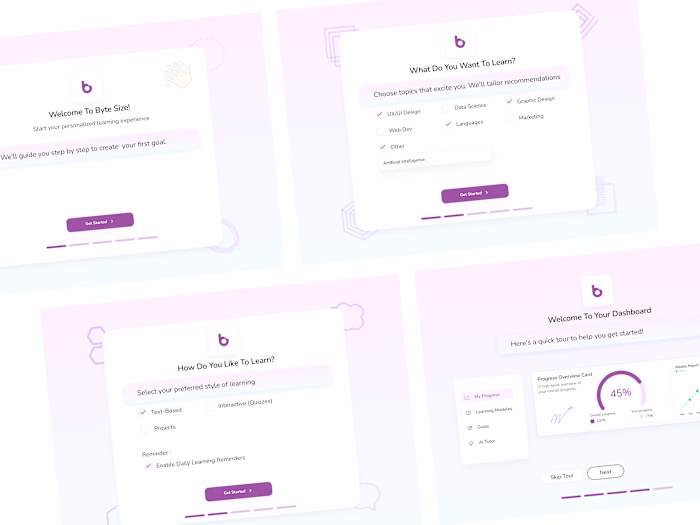 ELearning Onboarding Flow — UI Design