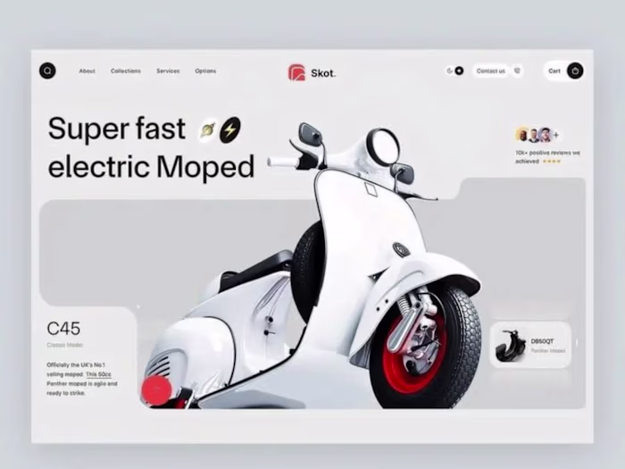 UI for an Electric Vehicle Brand - Skot. Homepage