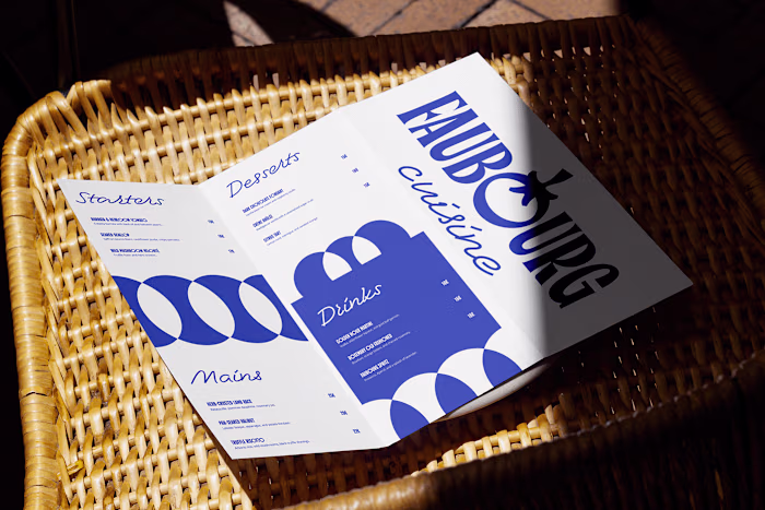 FAUBOURG CUISINE LOGO AND MENU