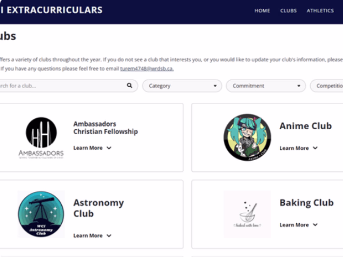 Waterloo Collegiate Institute Extracurriculars Website