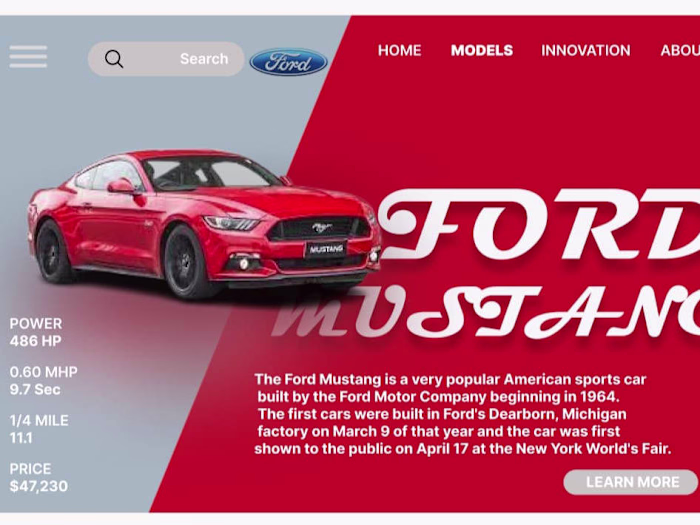 Create a webpage for a car website 