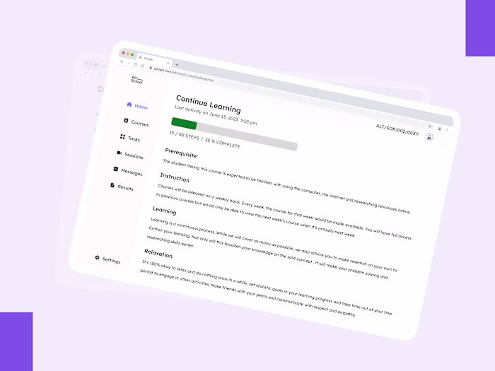 AltSchool Student Portal Redesign 
