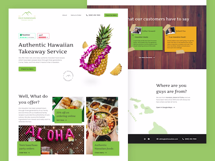 🍍OLO Hawaiian Takeaway Website | Clean & Clear Communication