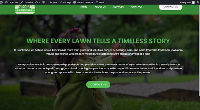 WordPress website Design for Lushscape