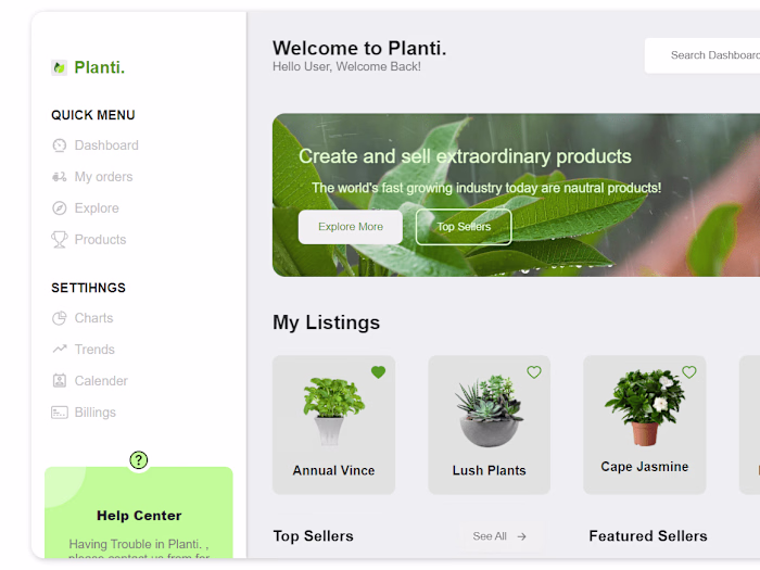 Responsive dashboard platform for Florist