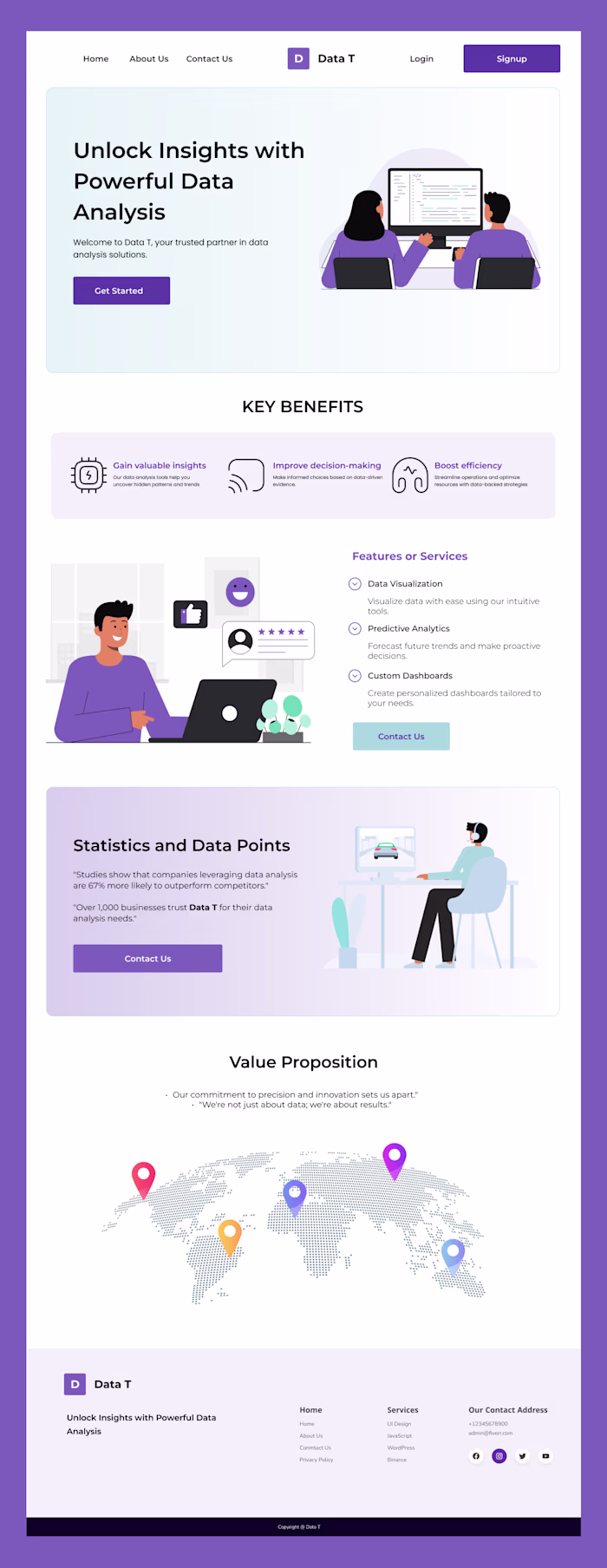 Landing Page website for Data T