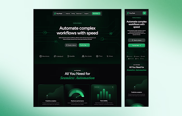 A product-led marketing website for an automation platform