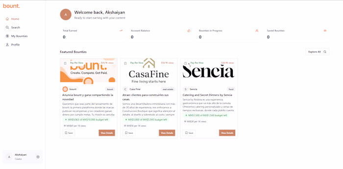 Lead Developer for Bount Platform