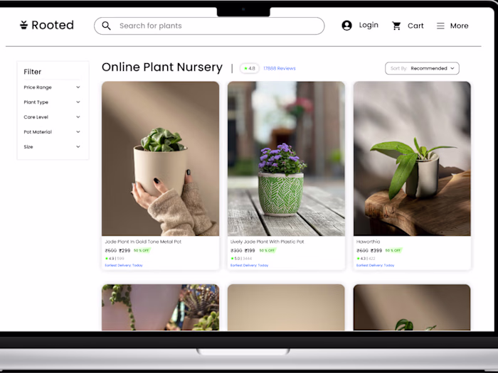 Beautiful Plant Store Landing Page Design for Desktop