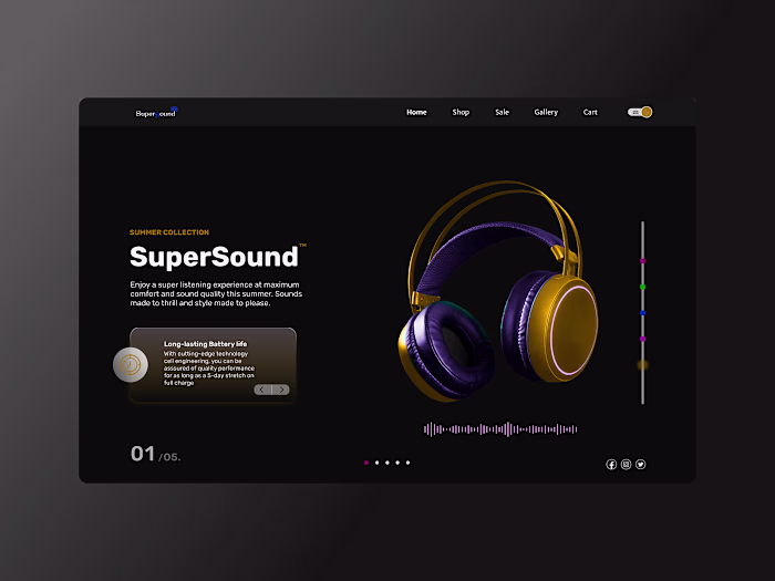 Supersound Landing page design