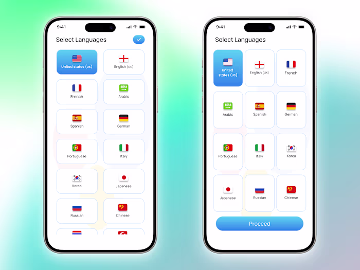 Minimal Language Selection UI Concept