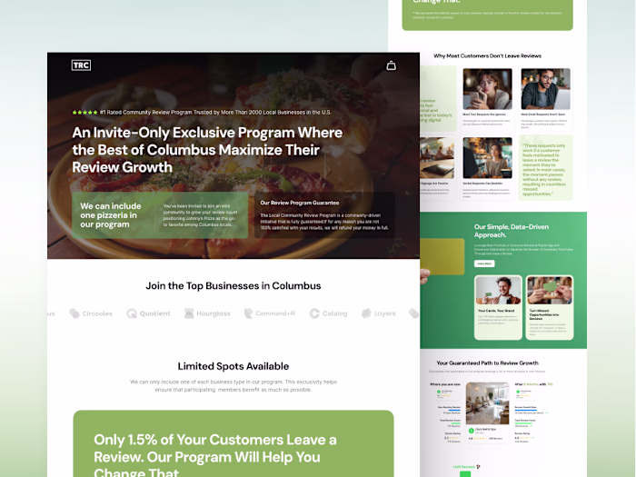 Landing Page Design Concept for SaaS Company The Review Card
