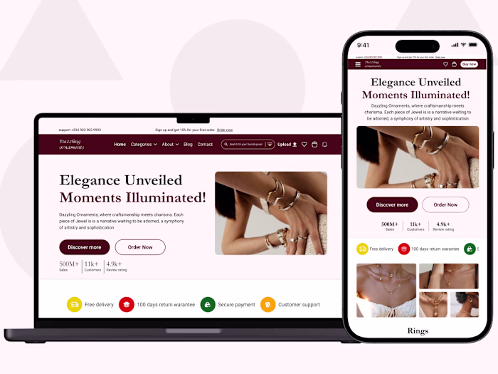 Dazzling Ornaments Website (E-commerce Website UI/UX Design)