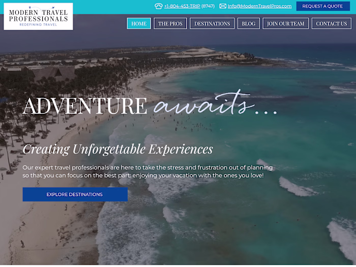 Wix Website Design for Travel Agency