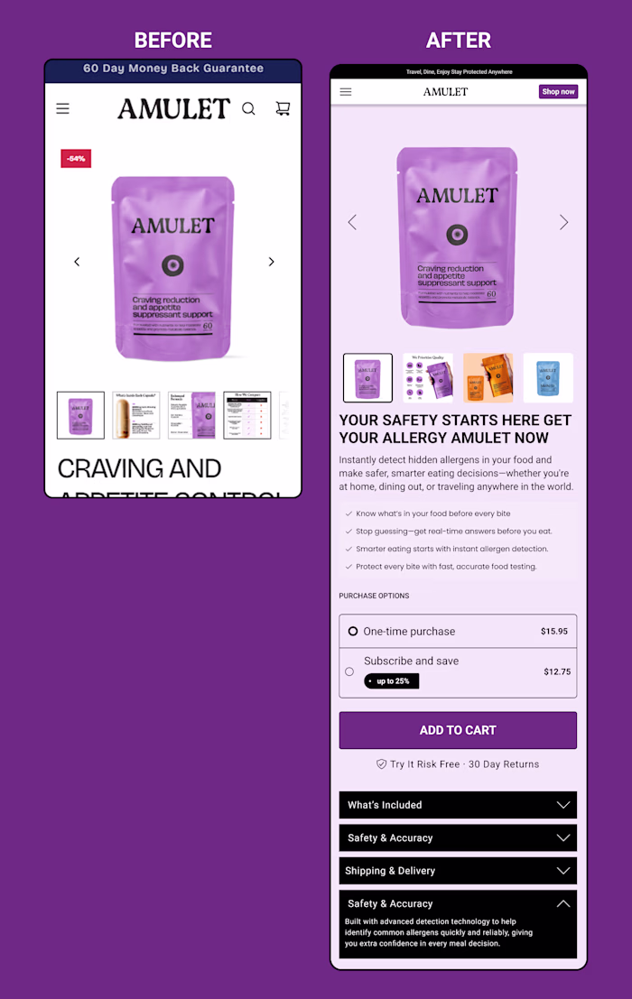 Before: confusing. After: conversion-ready.
Clean layout,