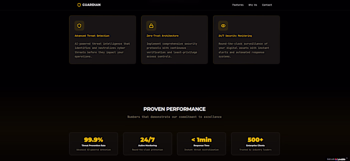 I designed a high-impact landing page for Guardian, a modern...