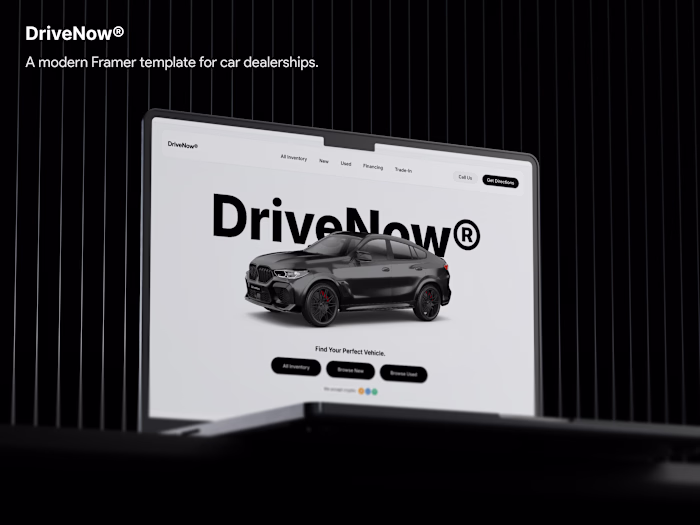 DriveNow — Premium Framer Template for Automotive Dealerships