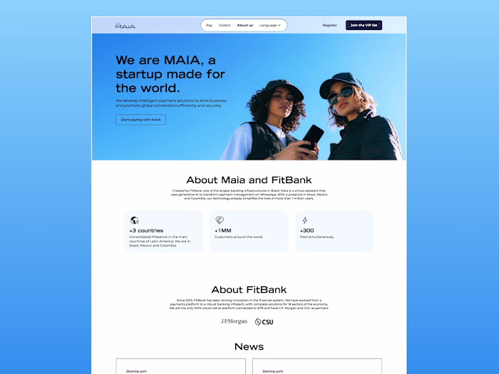 Web design for MAIA startup