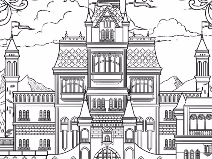Dreamy Palace: Adult Coloring Page