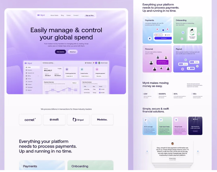 Introducing Mynt, a modern fintech SaaS landing page concept...