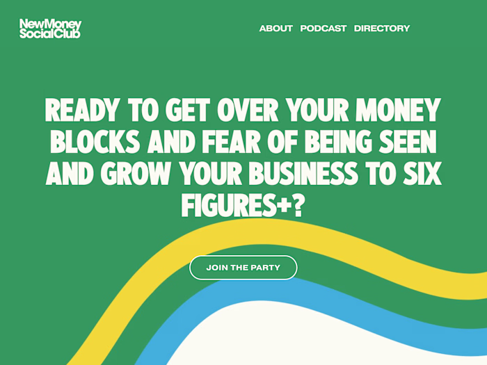 New Money Social Club: website design & Squarespace development