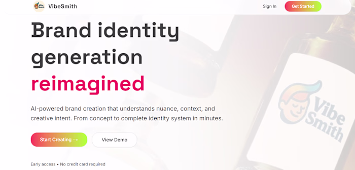 VibeSmith, AI-powered platform for brand identity generation