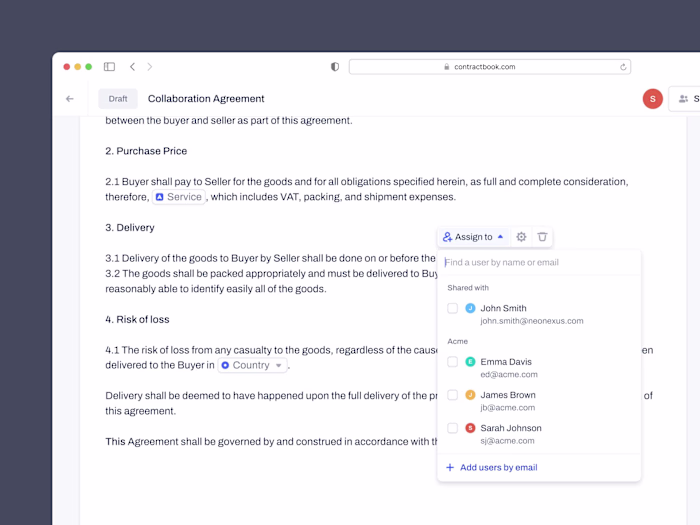 Contractbook - assigning data fields