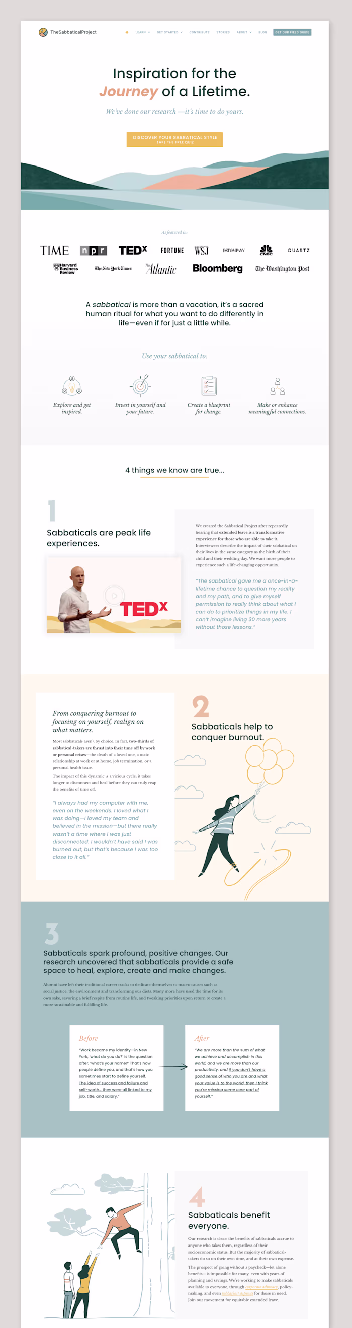 The Sabbatical Project — Website Design | WordPress + Elementor