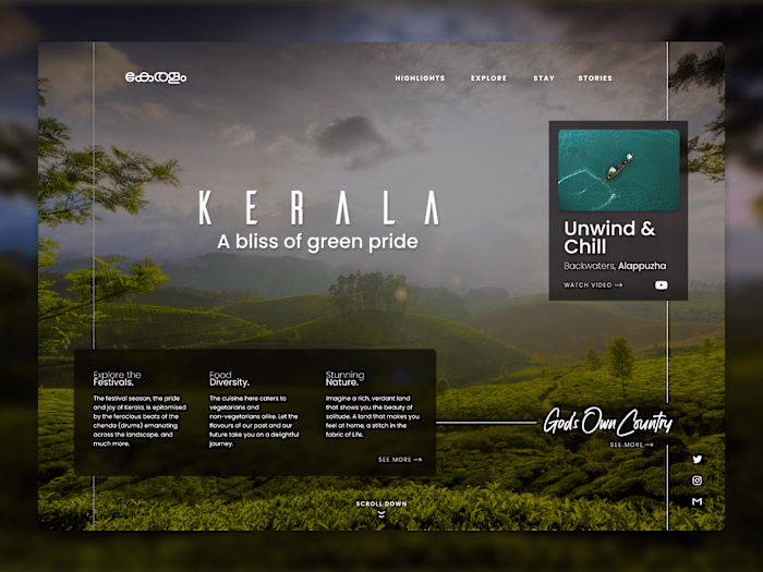 Kerala Tourism UI Landing Page Concept.
