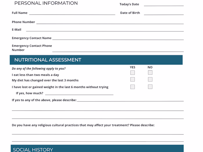Medical office intake form creation 