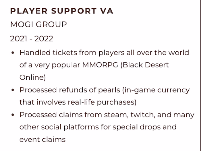 Player Support VA
