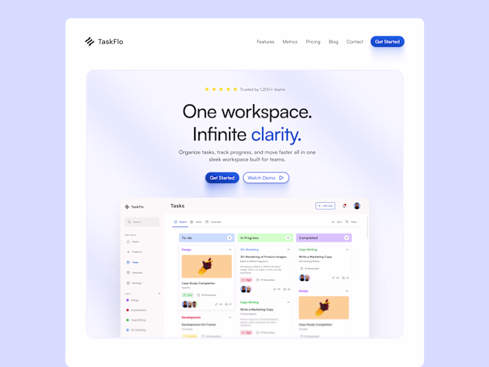 Taskflo Landing Page Design