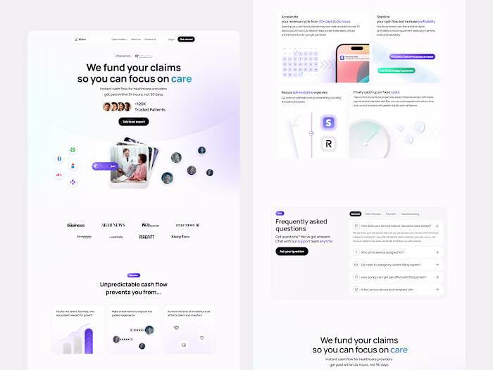 Landing page design for an insurance claim company serving h...
