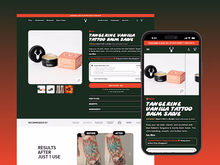 Mad Rabbit Tangerine Balm Landing Page
