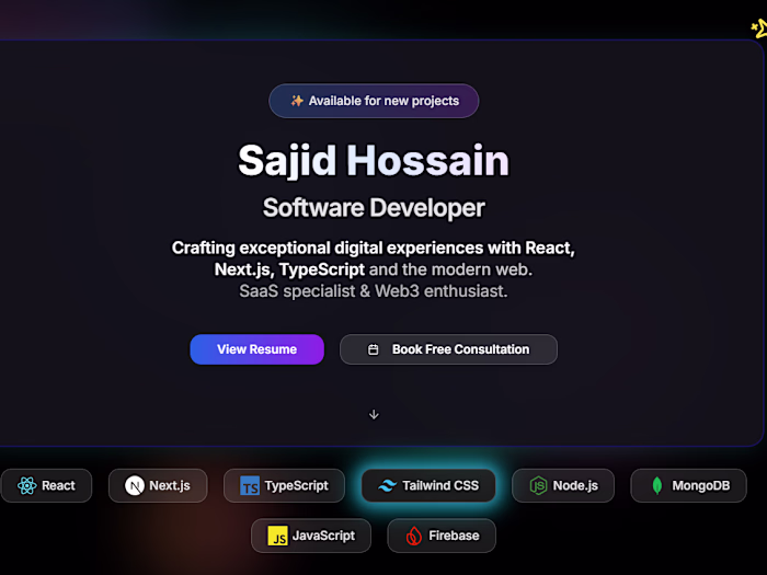 Sajid Hossain's Personal Portfolio Website