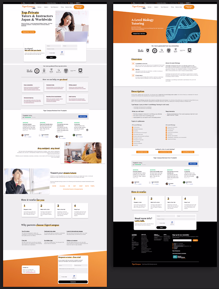 Responsive Website for International Tutoring Service