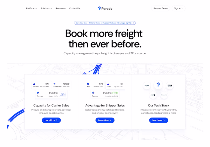 Hero section for a capacity management startup