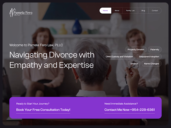 Pamela Fero Law, PLLC - Landing Page Design