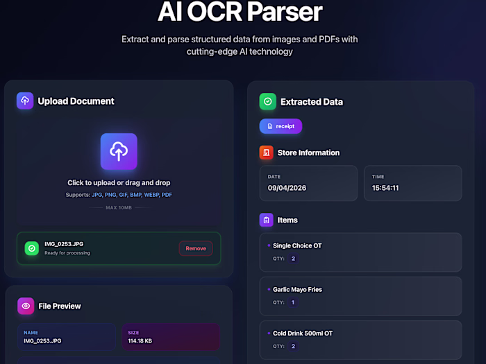 OCR Receipt Parsing Microservice (AI-Powered