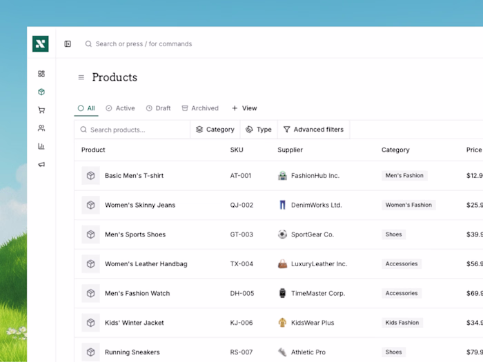 Product Management Dashboard A clean and modern admin interf...