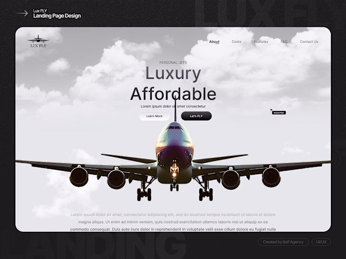 Lux FLY Landing Page Design
